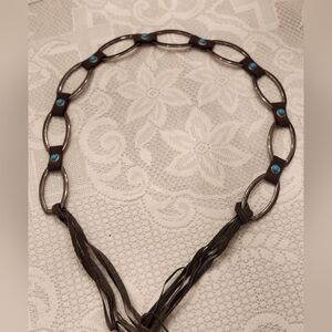 Brown and Turquoise Fringe Belt